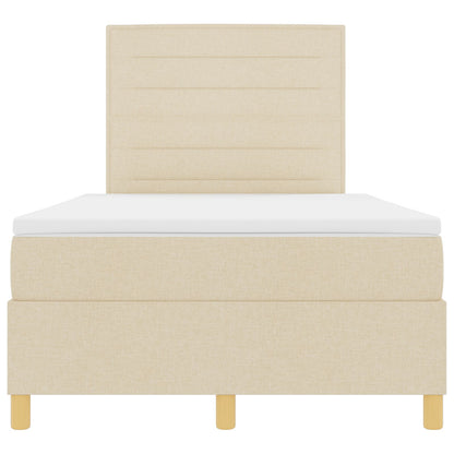 Box Spring Bed Met Matras Crème 120X200 Cm Stof Blauw