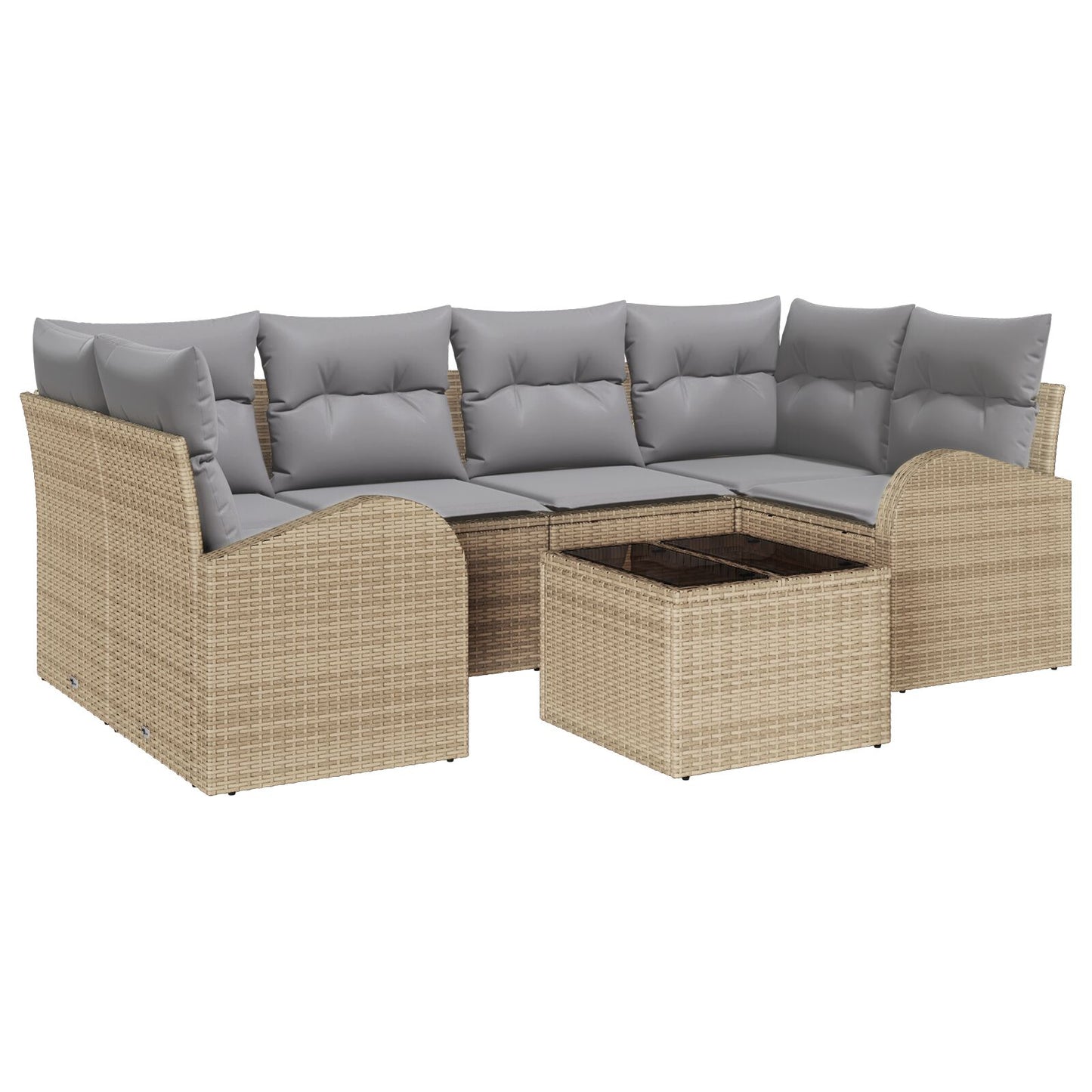 7-Delig Tuinsofa Set Met Kussens Beige Poly Rattan