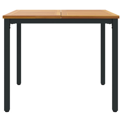 Tuin Tafel Massief Acaciahout En Metaal 90 x 90 x 75 cm Natuurlijk en zwart