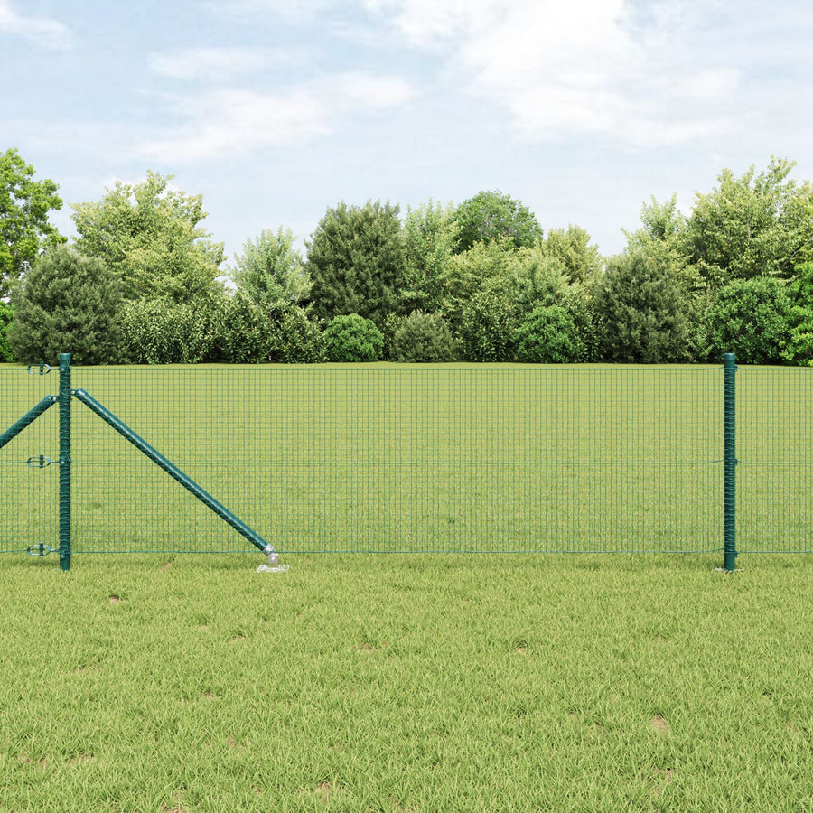 Fence Post Set Set Van 2 Groen Plastic Gecoat Staal Draad Gegalvaniseerd Staal