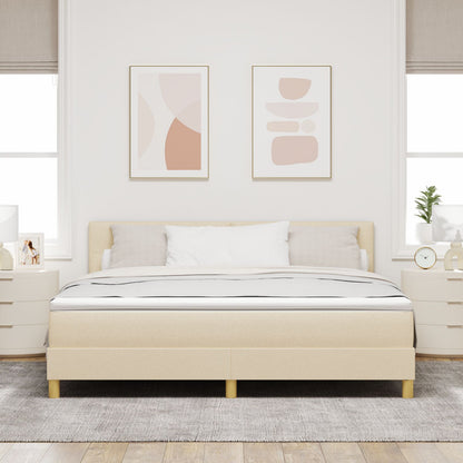 Boxspringbed Met Matras Stof Crème 180 x 200 cm Geknoopt