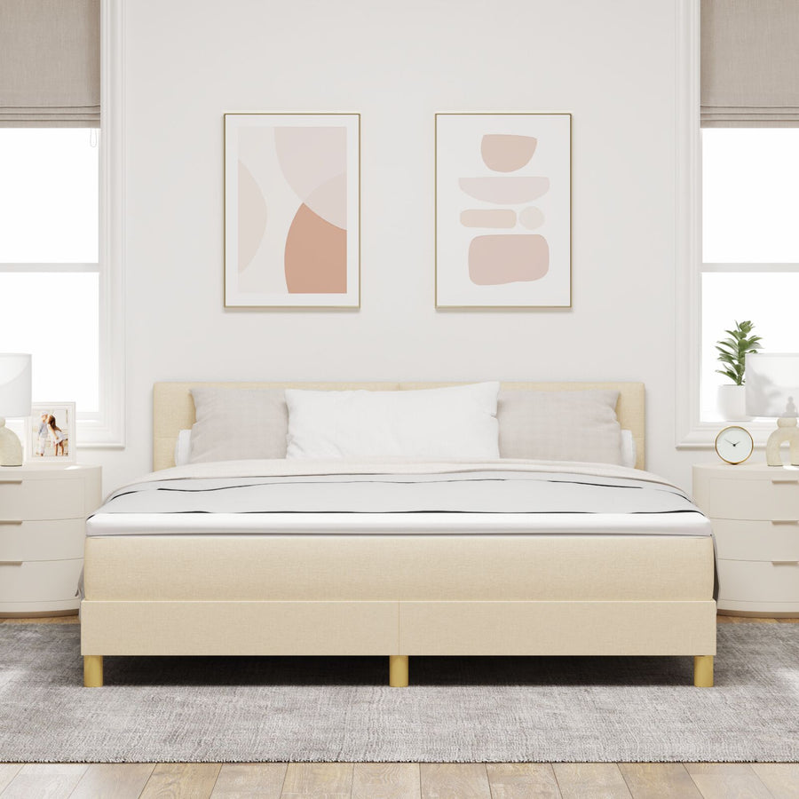 Boxspringbed Met Matras Stof Crème 180 x 200 cm Geknoopt