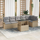 Garden Sofa Set with Cushions 7 pcs Beige poly rattan