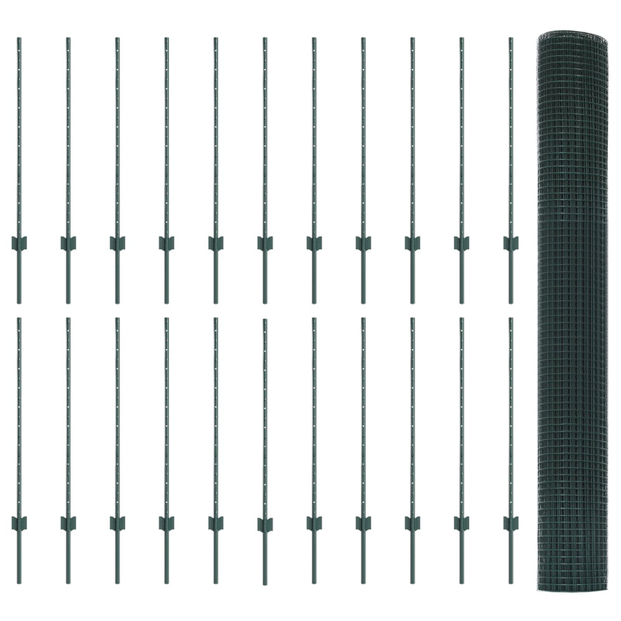 Gelaste Draadhek Met 22 U-Palen Groen 1X50 M Staal