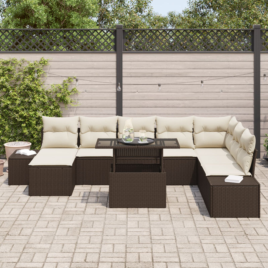 Tuin Sofa Set Set Van 9 Beige En Bruin