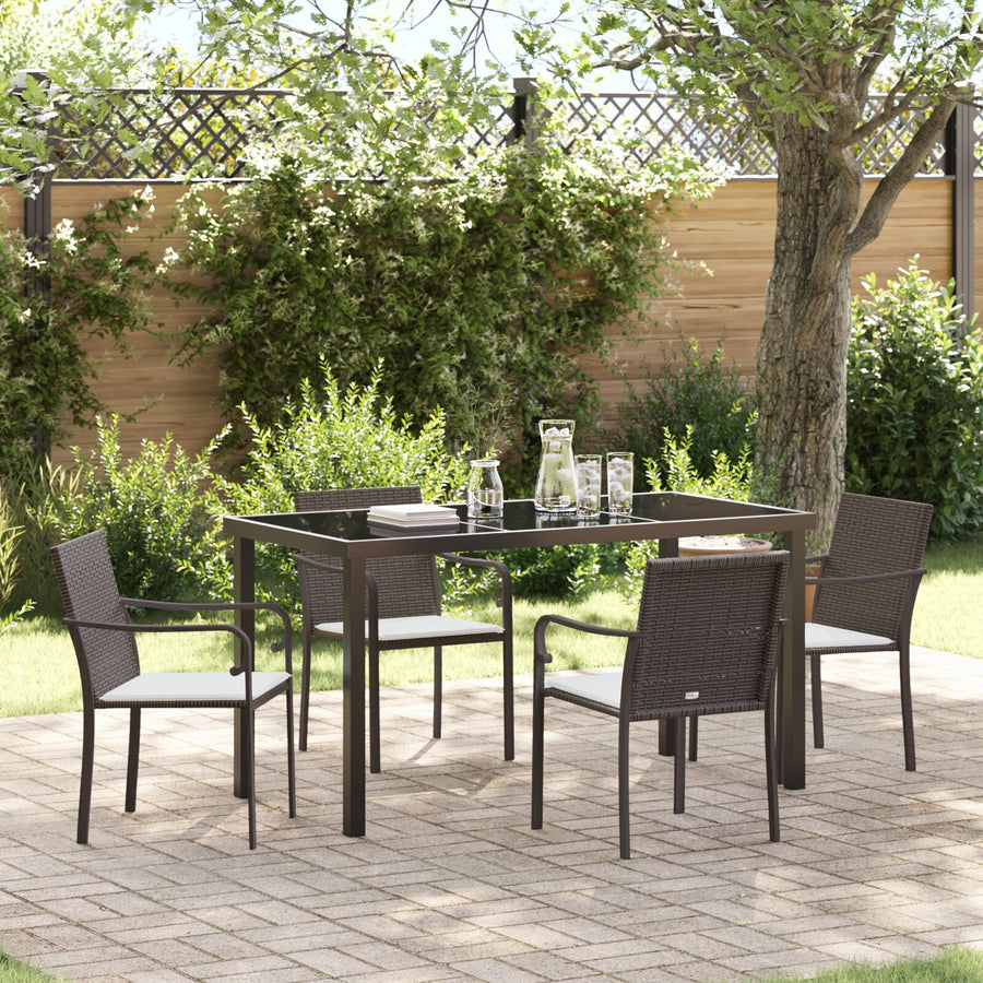 5-Delige Tuinset Met Kussens Poly Rattan 4-Persoons Bruin 140 cm
