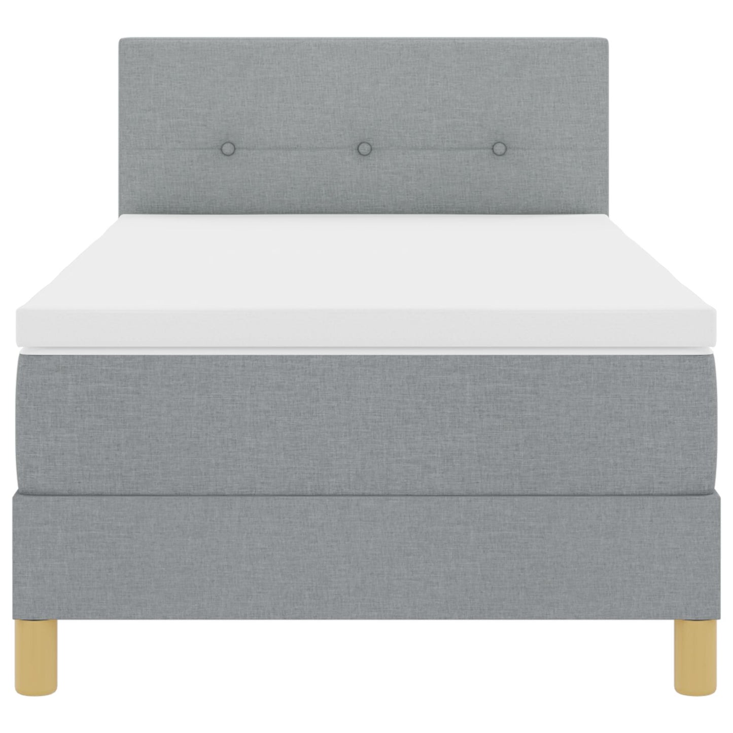 Box Spring Bed Met Matras Stof Lichtgrijs 90 x 200 cm Knopgehard