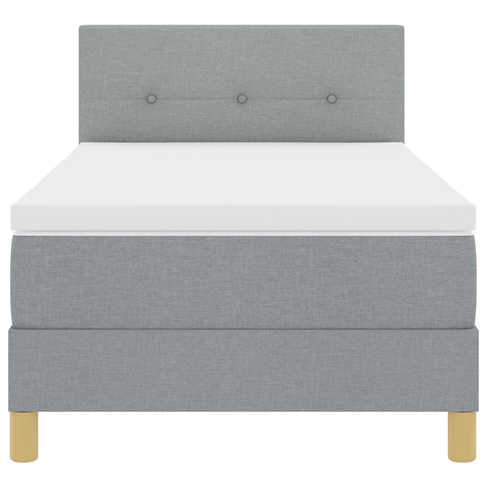 Box Spring Bed Met Matras Stof Lichtgrijs 90 x 200 cm Knopgehard