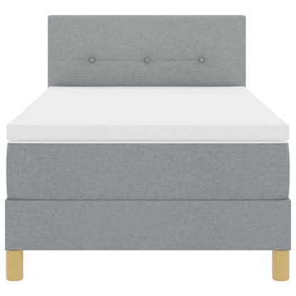 Box Spring Bed Met Matras Stof Lichtgrijs 90 x 200 cm Knopgehard