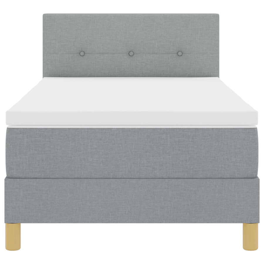 Box Spring Bed Met Matras Stof Lichtgrijs 90 x 200 cm Knopgehard