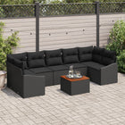 8-Piece Garden Bench Set with Storage Black Poly Rattan