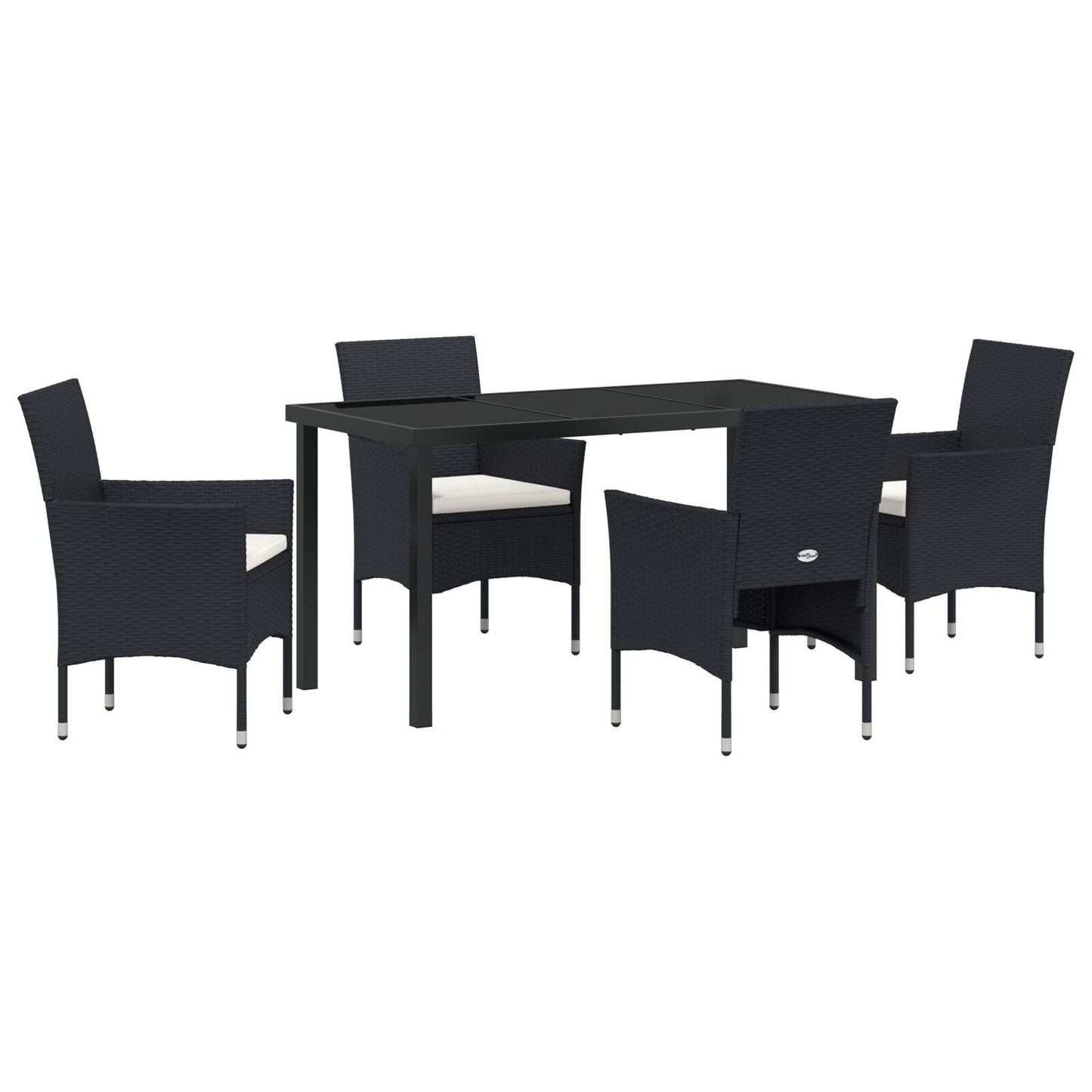 5-Delige Tuin Eetset Zwart Poly Rattan