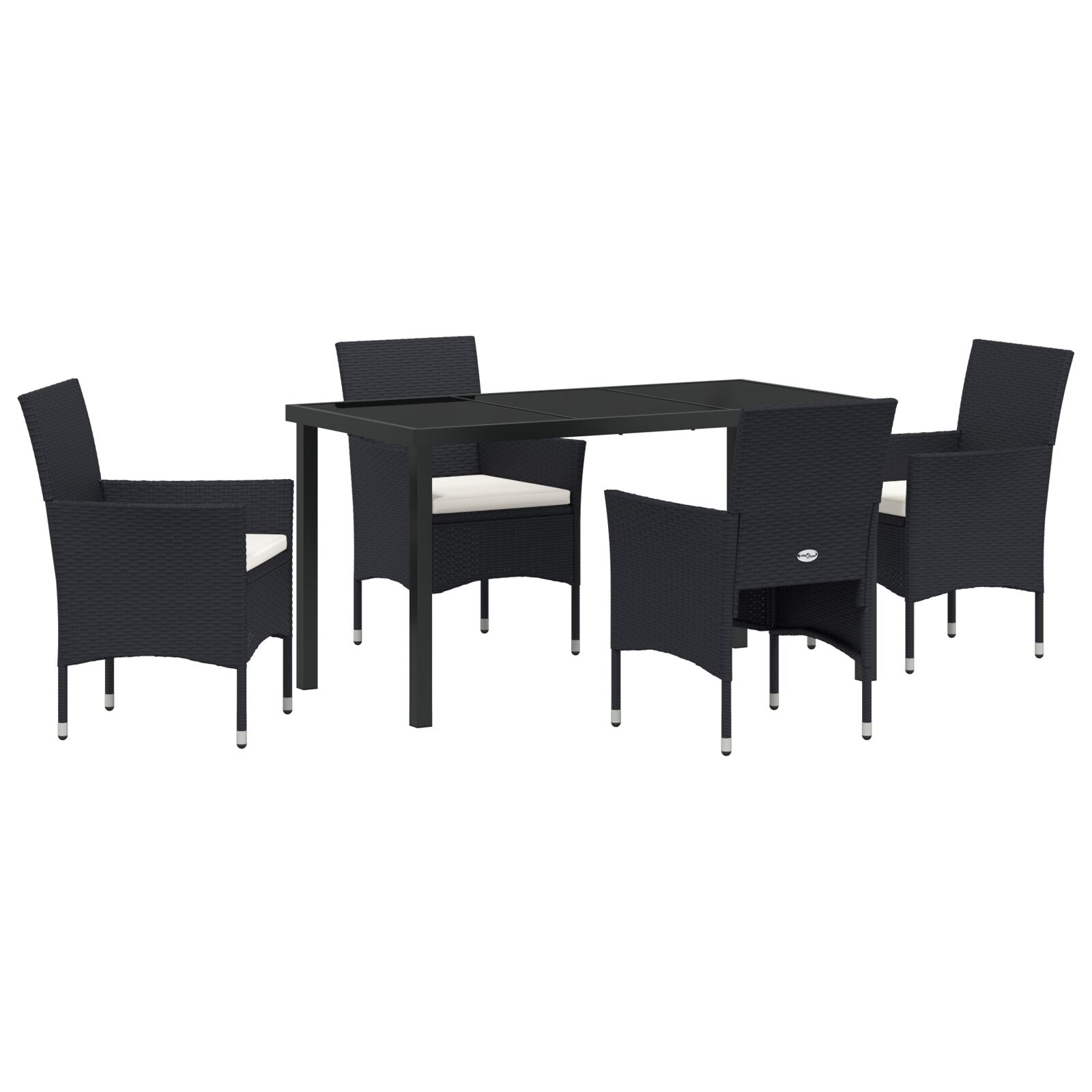 5-Delige Tuin Eetset Zwart Poly Rattan