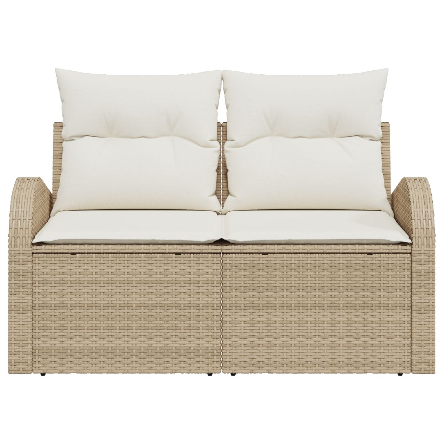 2-Persoons Tuin Sofa Met Kussens Poly Rattan Beige en crème zonder opbergruimte