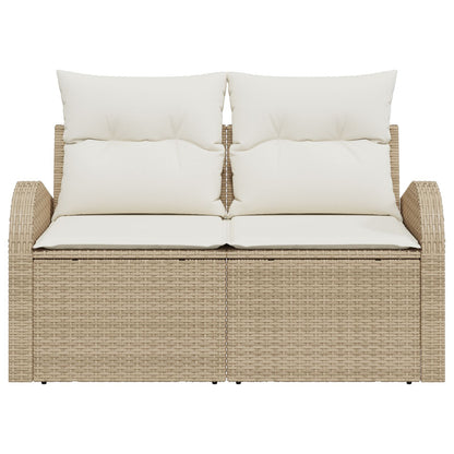 2-Persoons Tuin Sofa Met Kussens Poly Rattan Beige en crème zonder opbergruimte