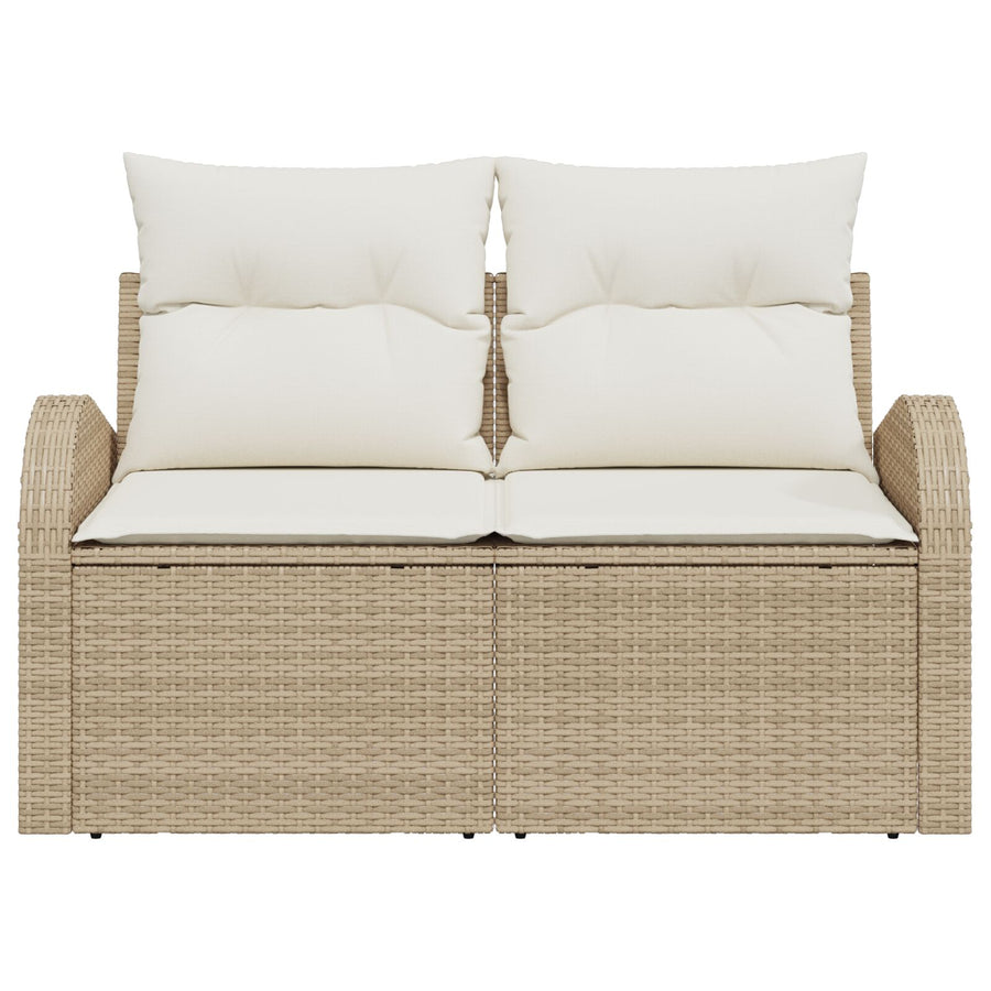 2-Persoons Tuin Sofa Met Kussens Poly Rattan Beige en crème zonder opbergruimte