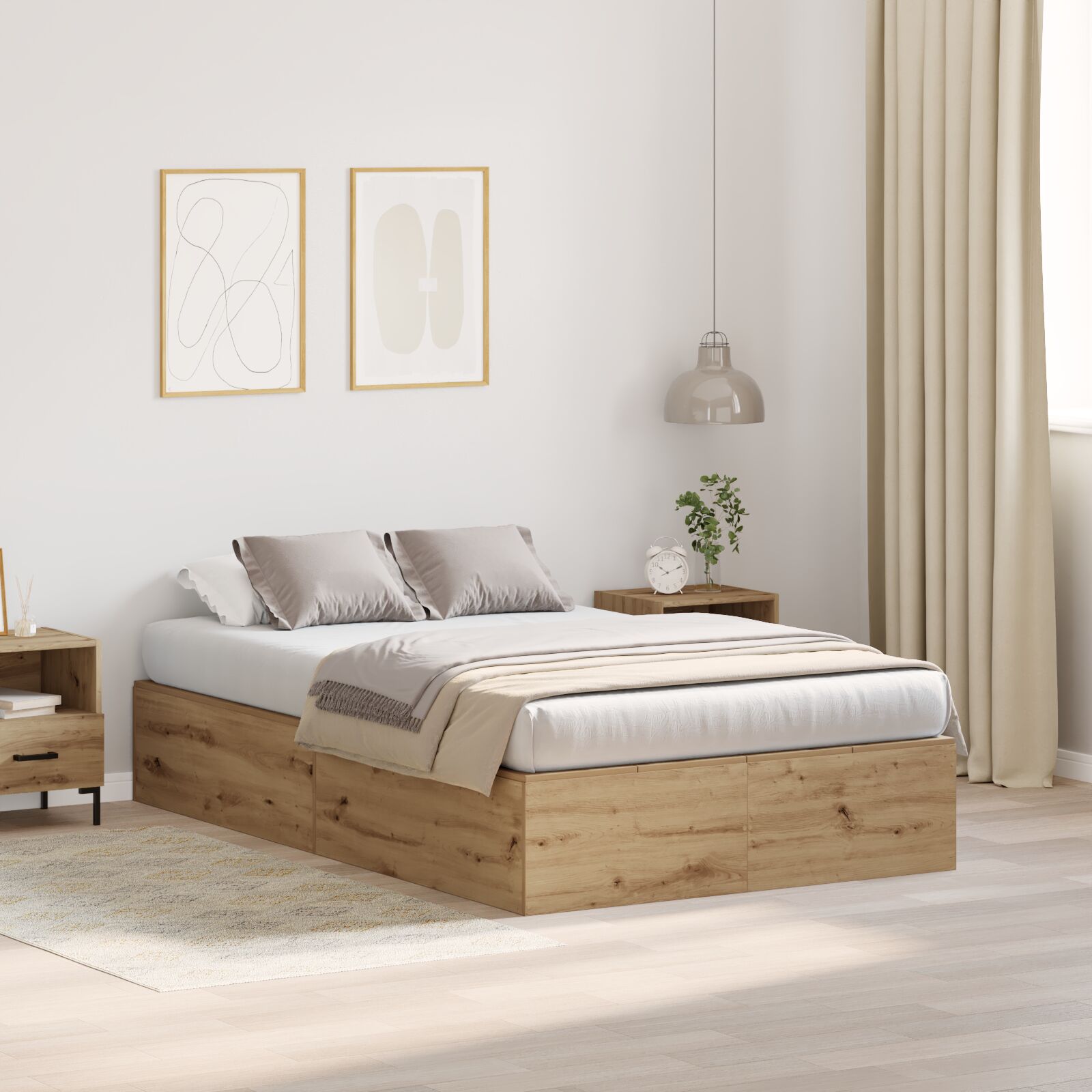 Opbergbedframe Artisan Eiken Massief Eiken 120 x 190 cm