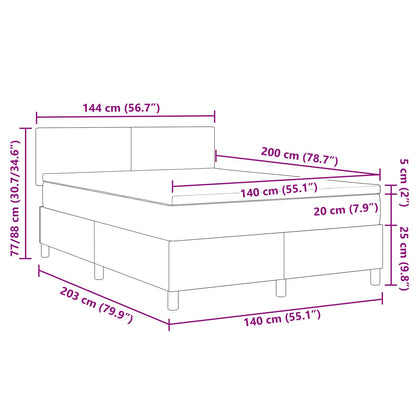 Boxspring Bed Met Matras Donkergrijs 140X200 Cm Corduroy Stof