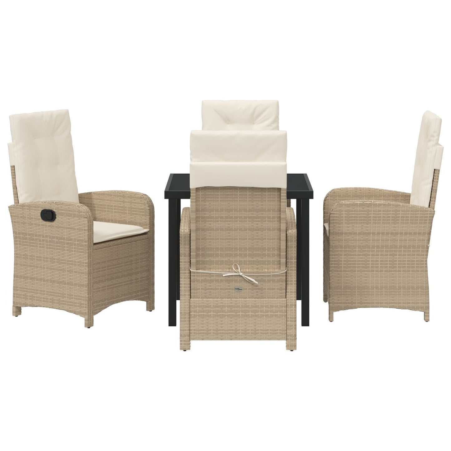5-Delige Tuin Eetset Met Kussens Beige Poly Rattan