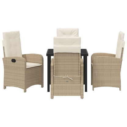 5-Delige Tuin Eetset Met Kussens Beige Poly Rattan