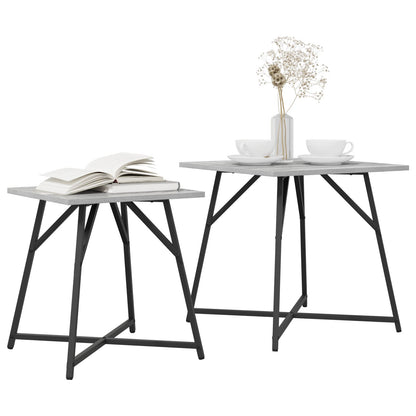 Bijzettafelset Van 2 St Grey Sonoma Hout En Metaal Grijs sonoma