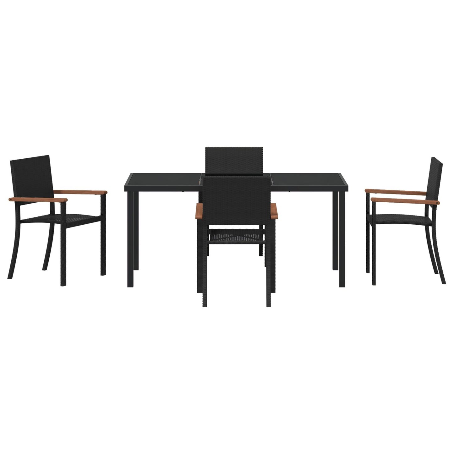 5 Delige Tuin Eetset Zwarte Poly Rattan