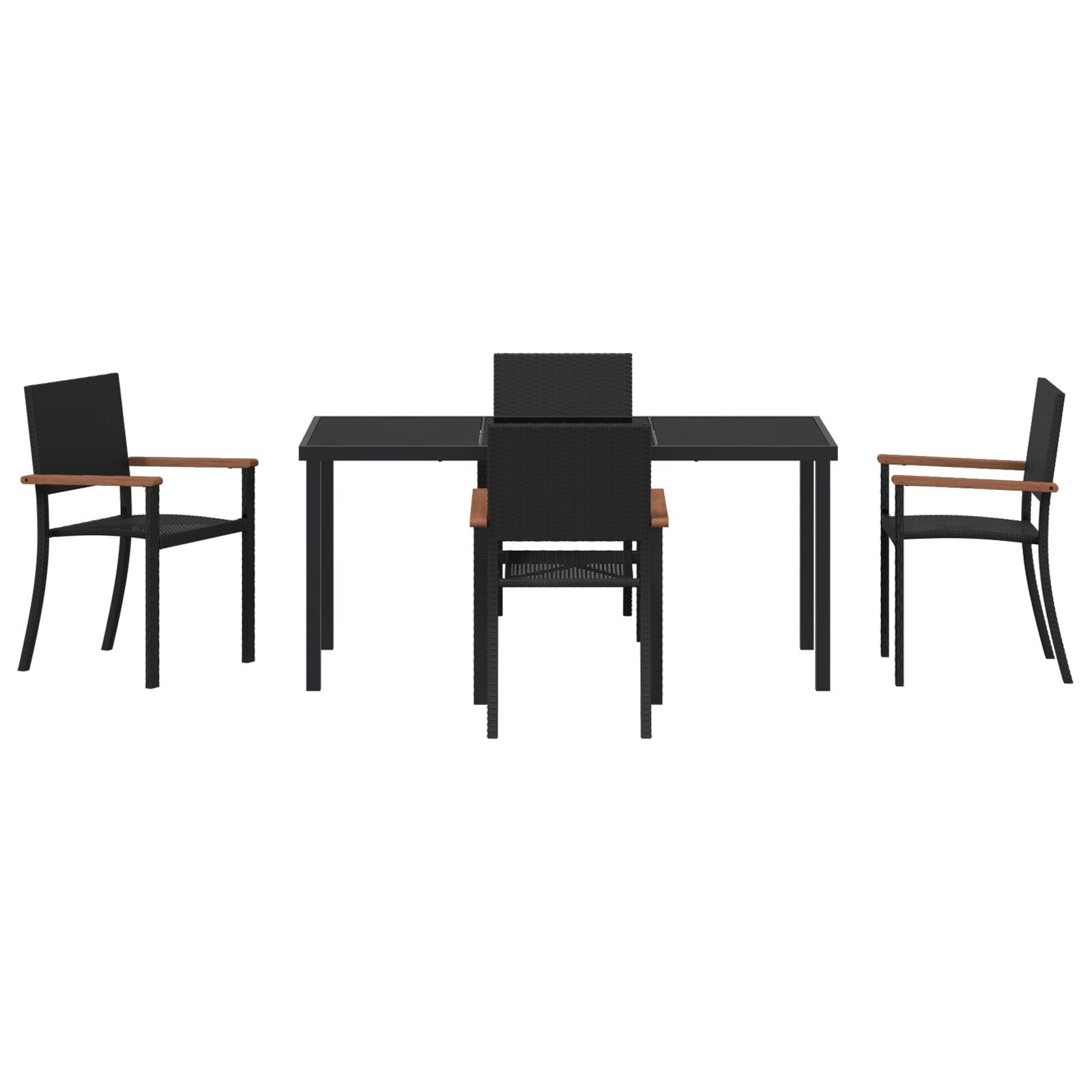 5 Delige Tuin Eetset Zwarte Poly Rattan