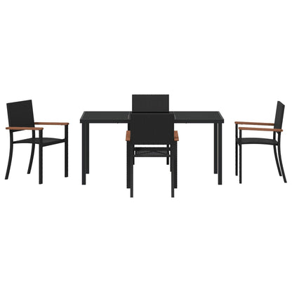 5 Delige Tuin Eetset Zwarte Poly Rattan