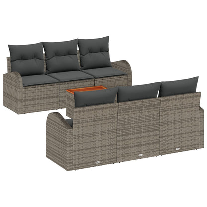 7 Delige Tuin Sofa Set Met Kussens Grijs Poly Rattan Acacia