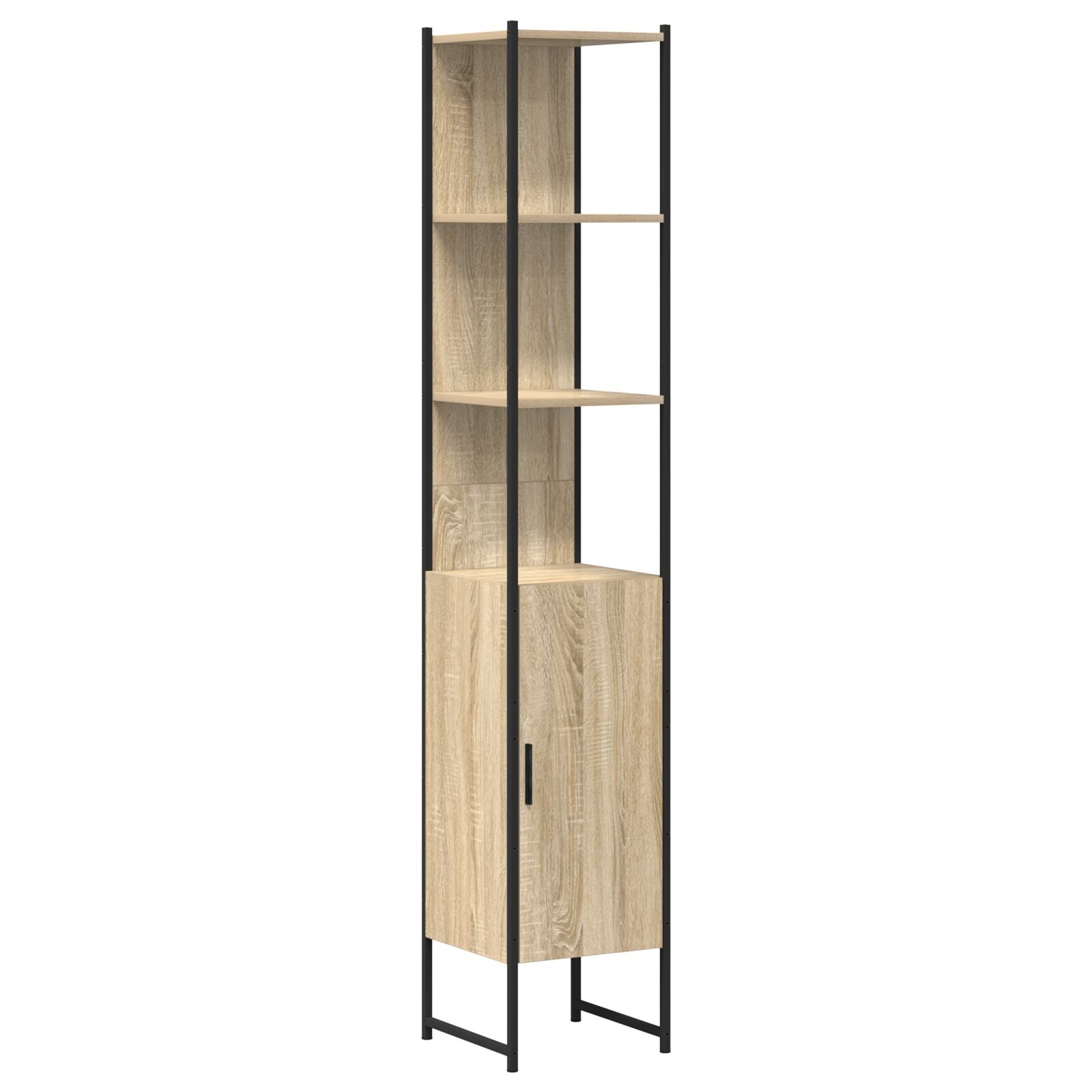 Badkamerkast Sonoma Eik 33X33X185,5 Cm Hout Zwart Eiken