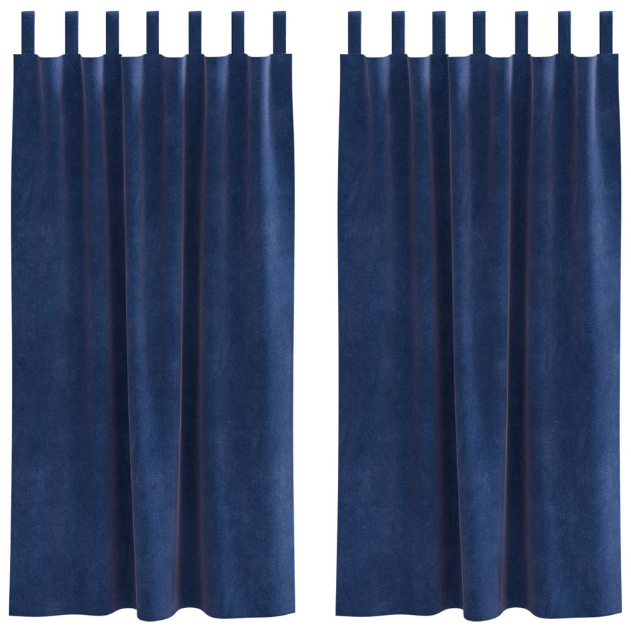 Blackout Gordijnen Met Hanglussen 2 Stuks E Velours Donkerblauw 140 x 175 cm met ophanglussen