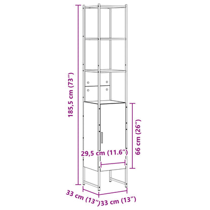 Badkamerkast Sonoma Eik 33X33X185,5 Cm Hout Zwart Eiken
