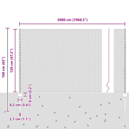 Hekpalen 11 Stuks U-Kanaal Groen 120 Cm Staal,  Hexagon Hek Groen 1,2X50 M Staal
