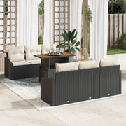 Tuin loungeset 7-delig polyrattan zwart
