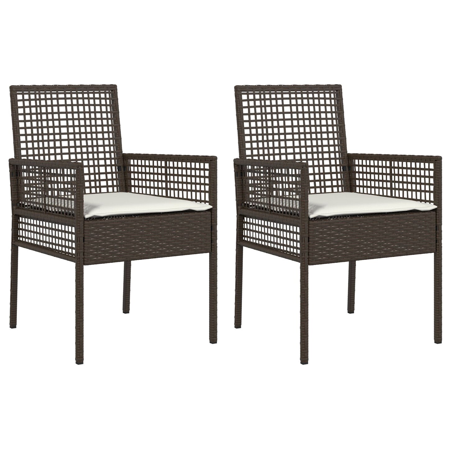 Tuinstoelen 2 Stuks Met Kussens Poly Rattan Bruin en crème