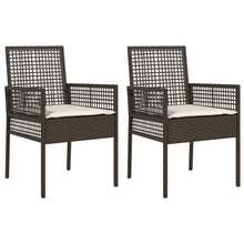 Tuinstoelen 2 Stuks Met Kussens Poly Rattan Bruin en crème