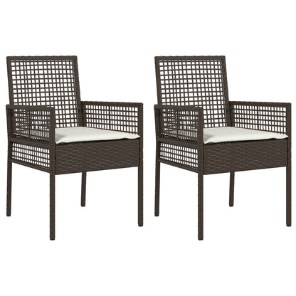 Tuinstoelen 2 Stuks Met Kussens Poly Rattan Bruin en crème