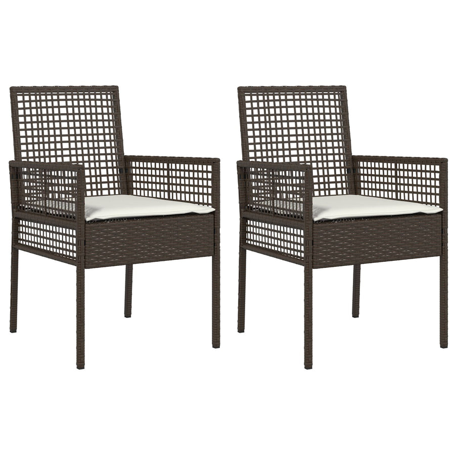 Tuinstoelen 2 Stuks Met Kussens Poly Rattan Bruin en crème