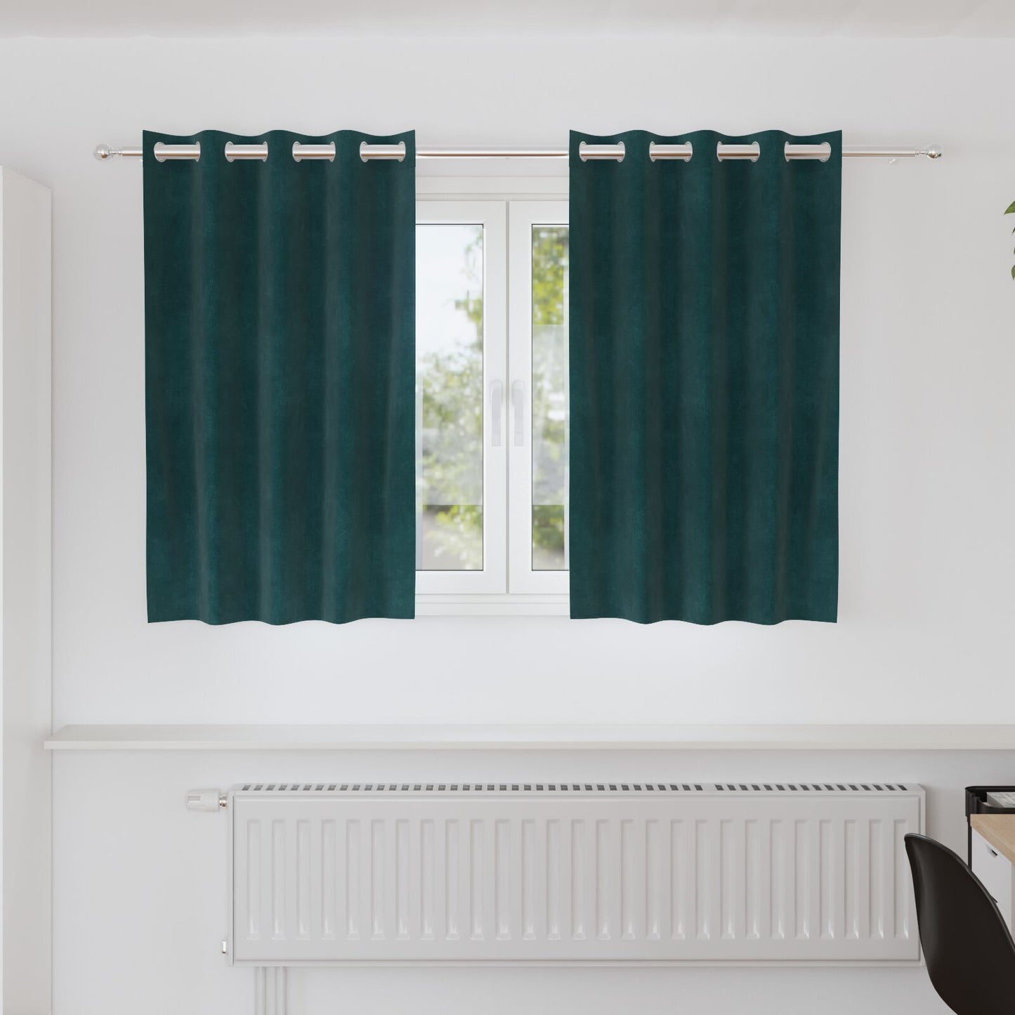 Zwarte Verduisteringsgordijnen Met Ogen 2 Stuks E Velvet Donkergroen 140 x 140 cm met oogjes