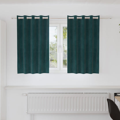 Zwarte Verduisteringsgordijnen Met Ogen 2 Stuks E Velvet Donkergroen 140 x 140 cm met oogjes