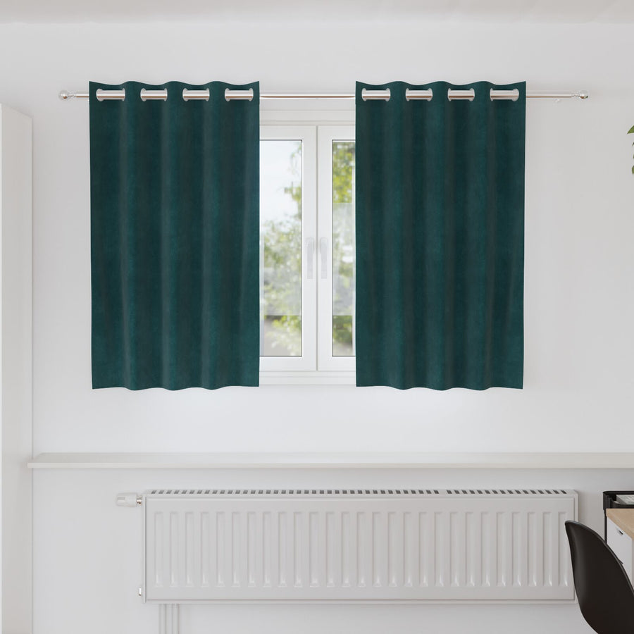 Zwarte Verduisteringsgordijnen Met Ogen 2 Stuks E Velvet Donkergroen 140 x 140 cm met oogjes