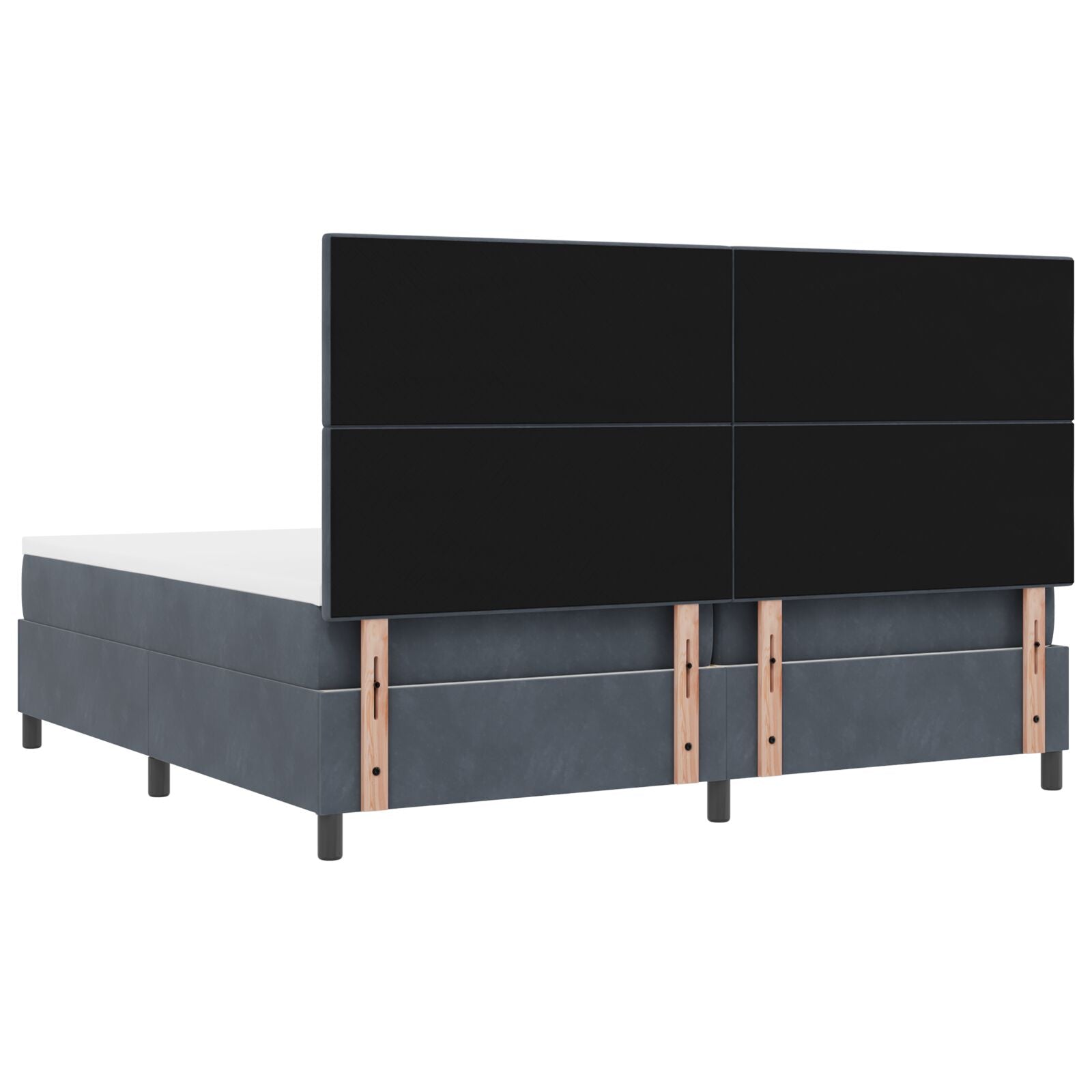 Boxspringbed Met Matras Donkergrijs 200X200 Cm Fluweel Blauw