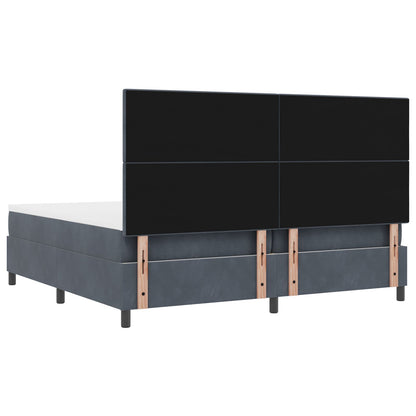 Boxspringbed Met Matras Donkergrijs 200X200 Cm Fluweel Blauw
