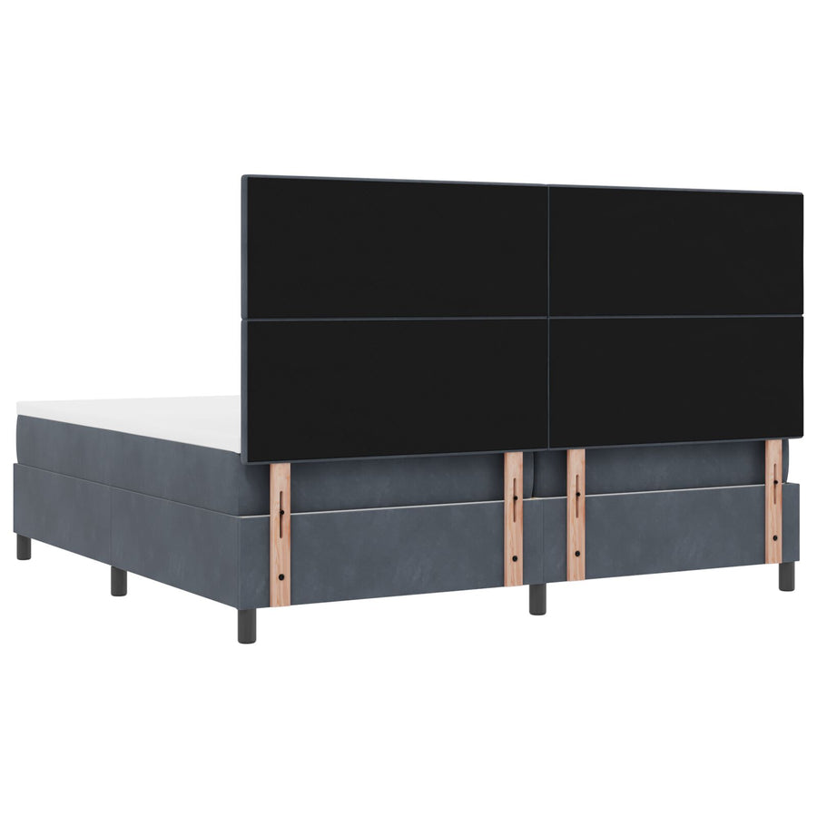 Boxspringbed Met Matras Donkergrijs 200X200 Cm Fluweel Blauw