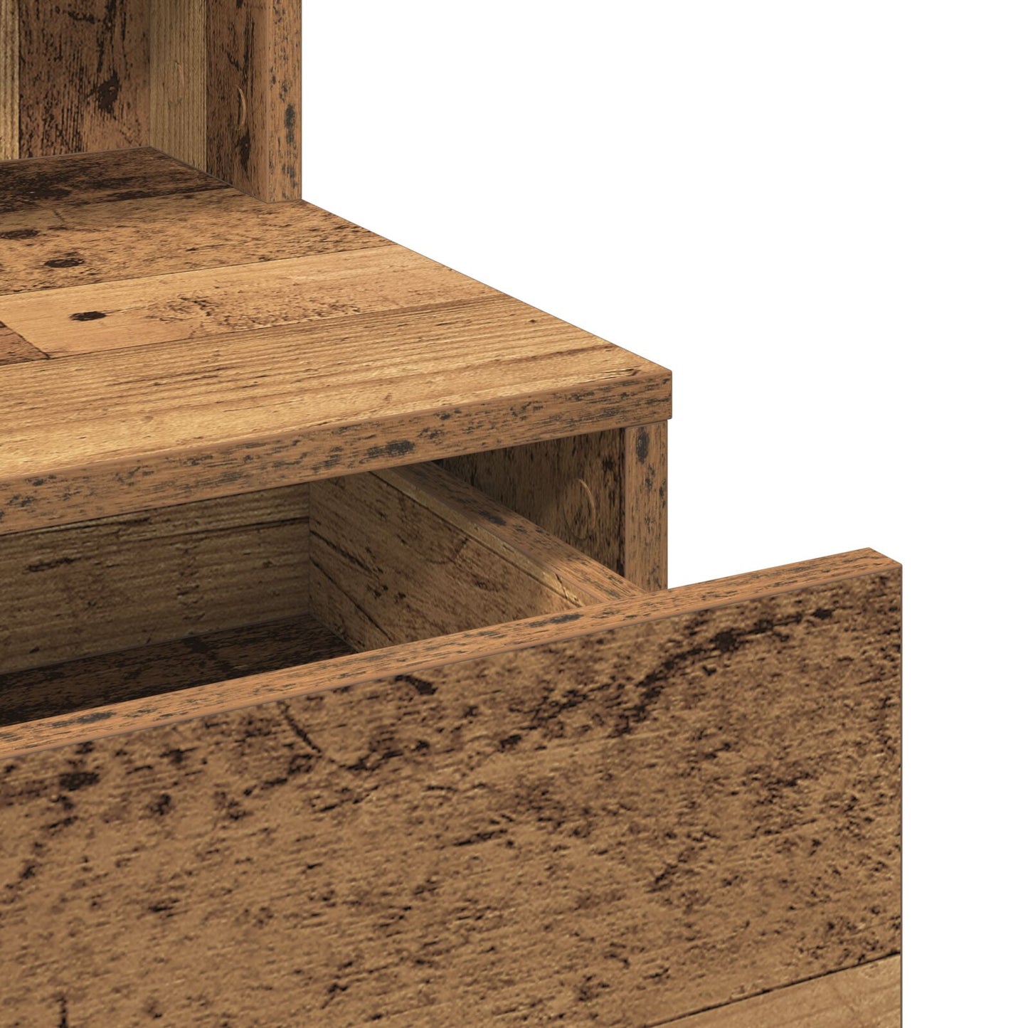 Kaptafel Met Spiegel & Led Verlichting Oud Hout Geengineerd Hout