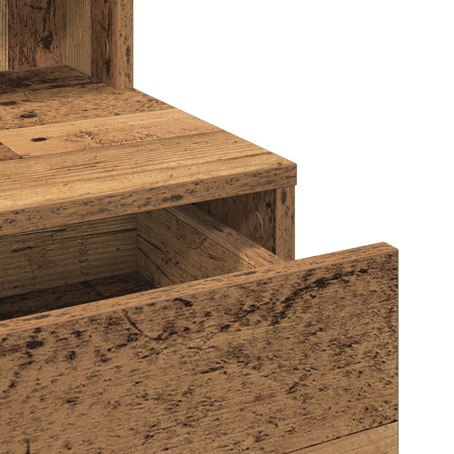 Kaptafel Met Spiegel & Led Verlichting Oud Hout Geengineerd Hout