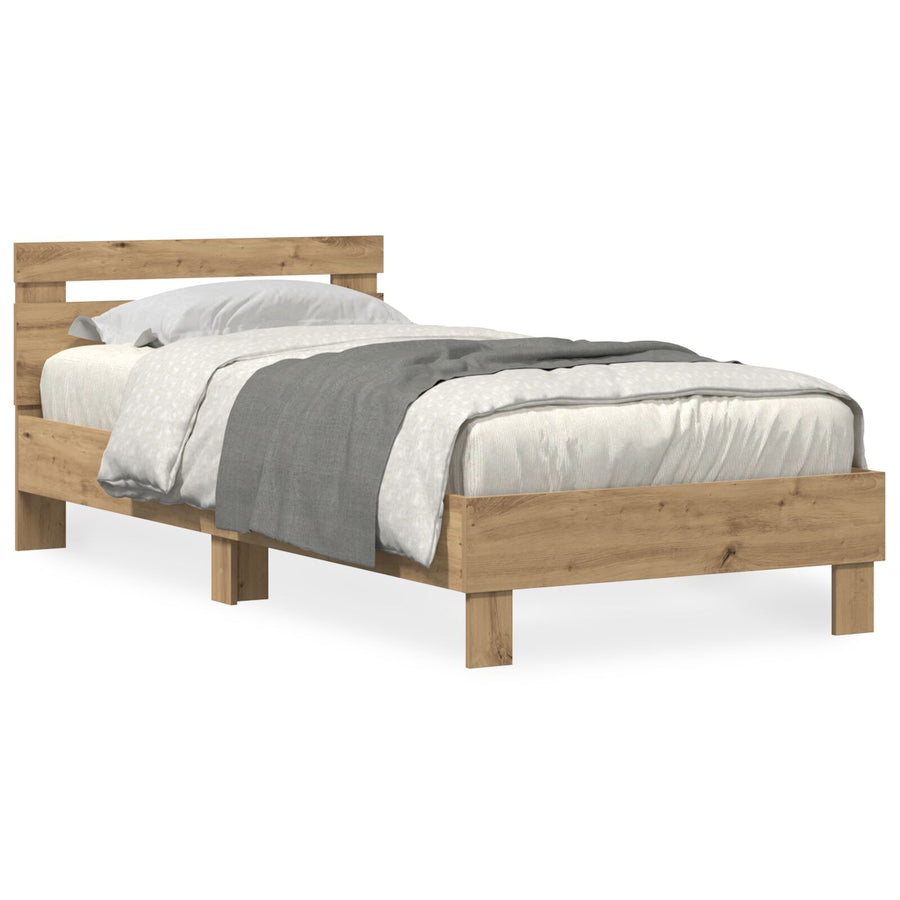 Bedframe Met Led-Verlichting Artisan Eiken Ambachtelijk Eiken 100 x 200 cm