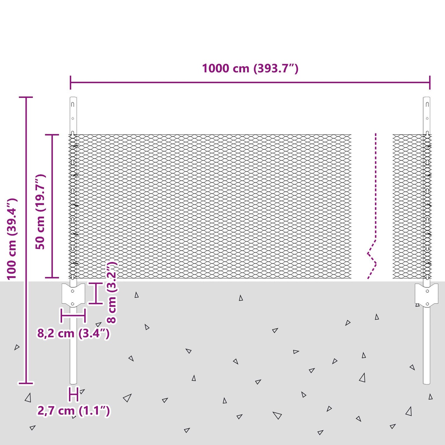 Hekpalen 5 Stuks U-Kanaal 60 Cm Verzinkt Staal,  Hexagon Hek 0,5X10 M Verzinkt Staal