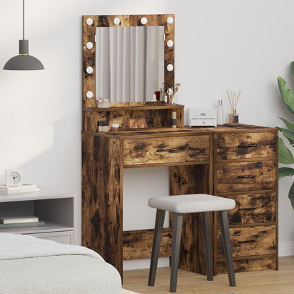 Kaptafel Met Led-Verlichting - Gerookt Eiken 50 x 41 x 135 cm Gerookte eik