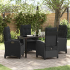 Tuinstoelenset 5-delig poly rattan zwart